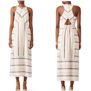 The Jetset Diaries TJD Dress Brighten Maxi Stripe Cotton White Blue Pink M